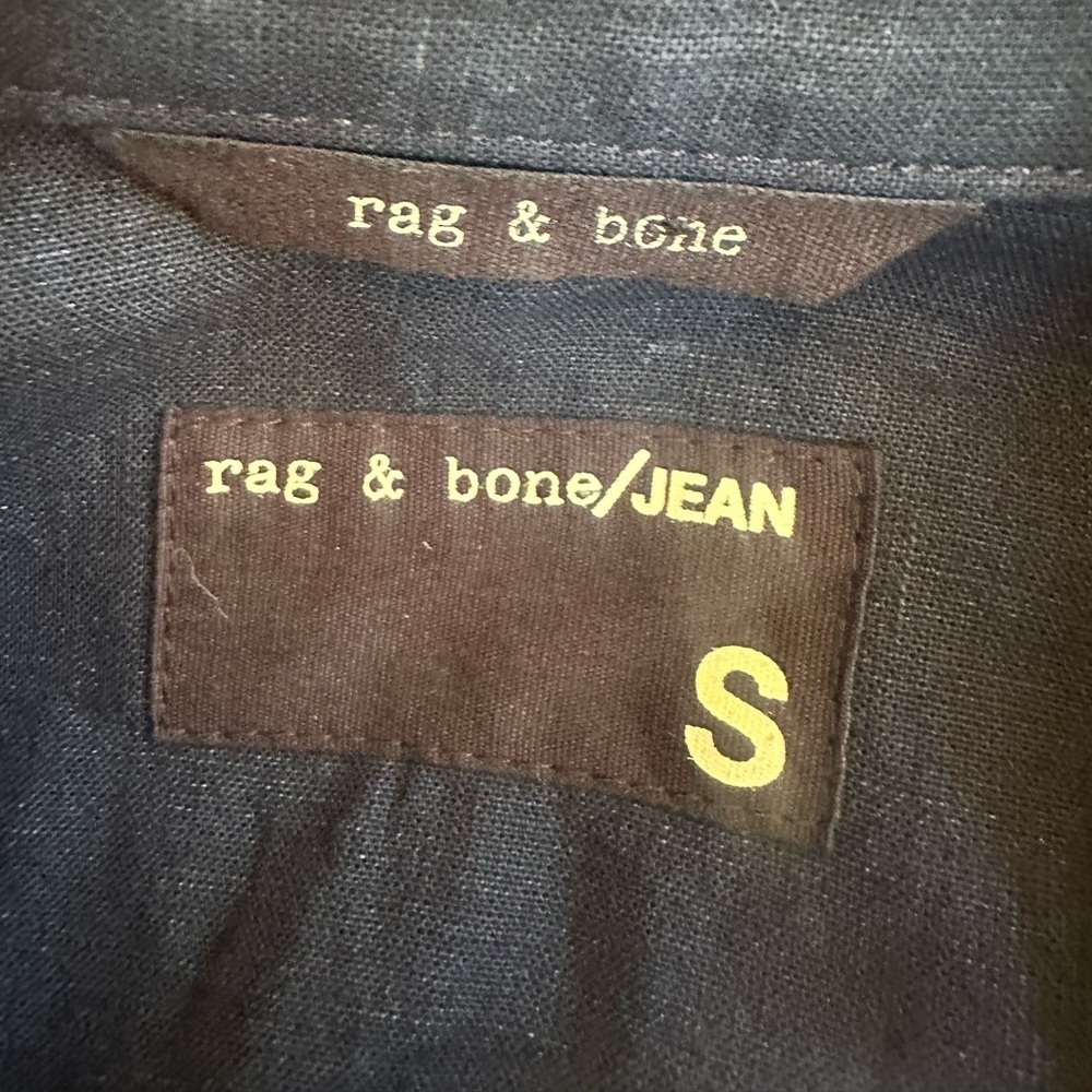 Rag & Bone Navy Blue Western Snap Front Shirt With Leather Trim Size Small - Picture 9 of 9